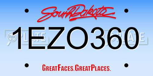 1EZO360 South Dakota License Plate