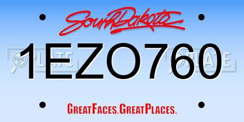 1EZO760 South Dakota License Plate
