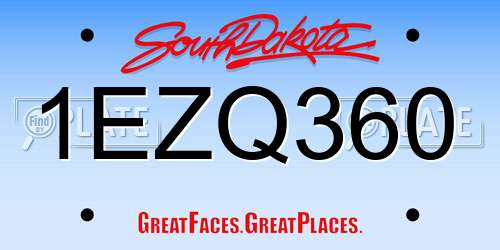 1EZQ360 South Dakota License Plate