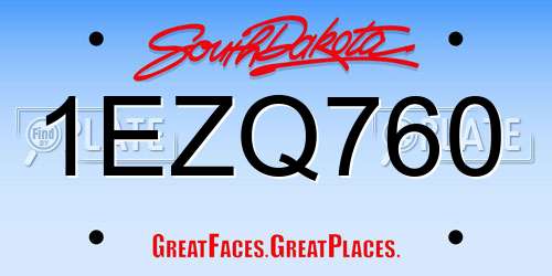 1EZQ760 South Dakota License Plate
