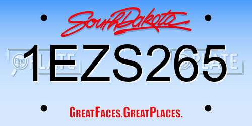 1EZS265 South Dakota License Plate