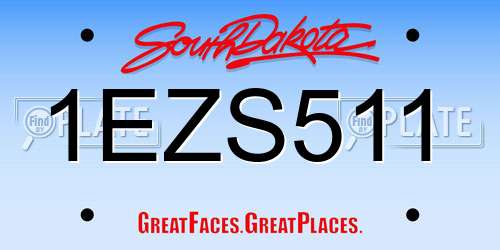 1EZS511 South Dakota License Plate