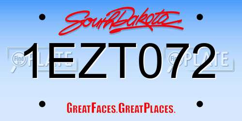 1EZT072 South Dakota License Plate