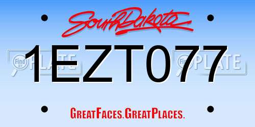 1EZT077 South Dakota License Plate