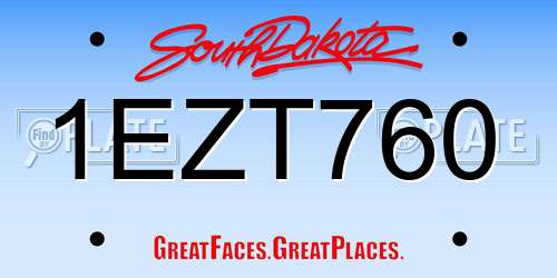1EZT760 South Dakota License Plate