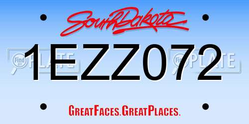 1EZZ072 South Dakota License Plate