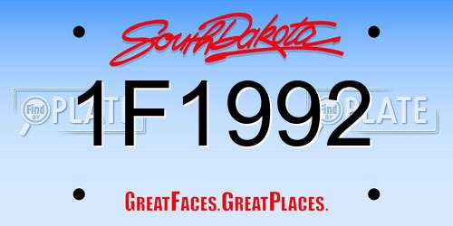 1F1992 South Dakota License Plate