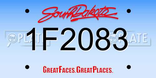 1F2083 South Dakota License Plate