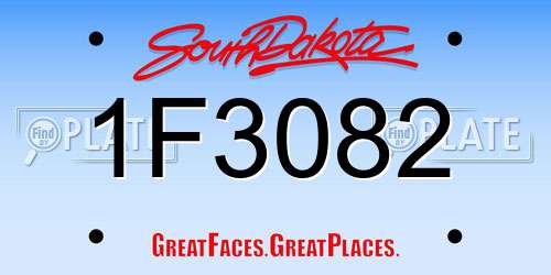 1F3082 South Dakota License Plate