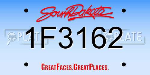 1F3162 South Dakota License Plate