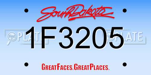 1F3205 South Dakota License Plate