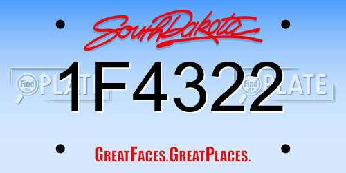 1F4322 South Dakota License Plate
