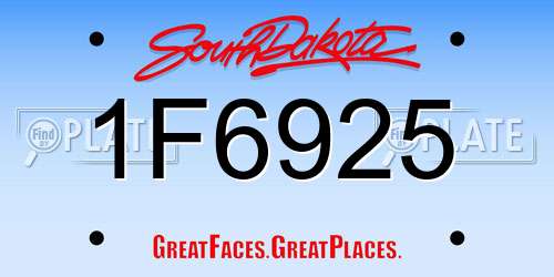1F6925 South Dakota License Plate