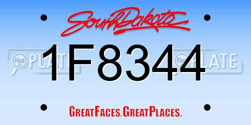 1F8344 South Dakota License Plate