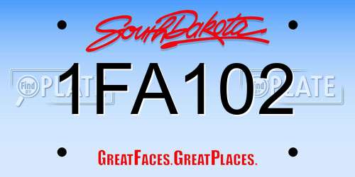 1FA102 South Dakota License Plate