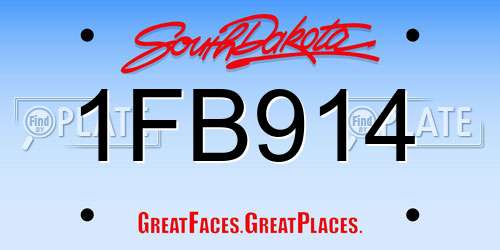 1FB914 South Dakota License Plate