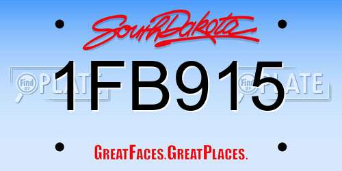 1FB915 South Dakota License Plate