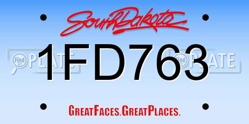 1FD763 South Dakota License Plate