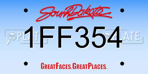 1FF354 South Dakota License Plate