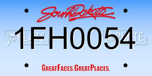 1FH0054 South Dakota License Plate