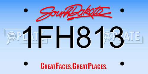 1FH813 South Dakota License Plate