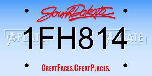 1FH814 South Dakota License Plate