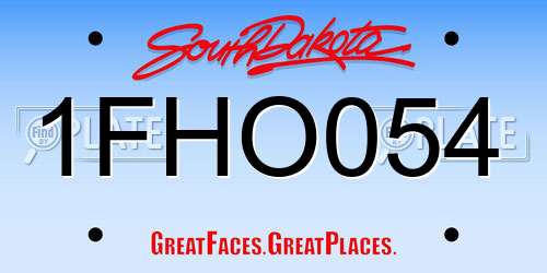 1FHO054 South Dakota License Plate