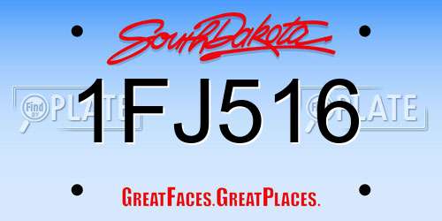 1FJ516 South Dakota License Plate