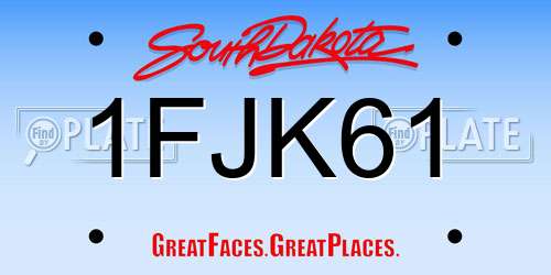 1FJK61 South Dakota License Plate