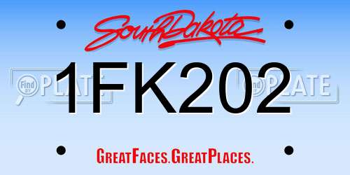 1FK202 South Dakota License Plate