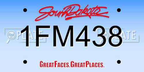 1FM438 South Dakota License Plate