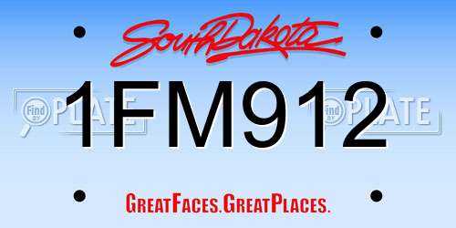 1FM912 South Dakota License Plate