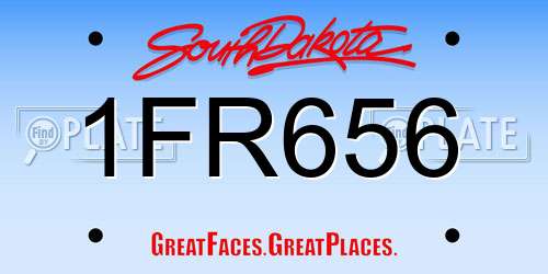 1FR656 South Dakota License Plate