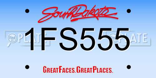 1FS555 South Dakota License Plate