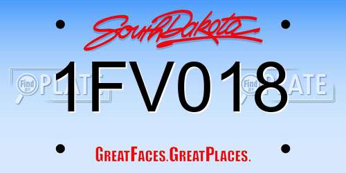 1FV018 South Dakota License Plate