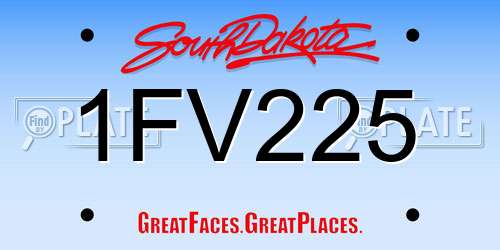 1FV225 South Dakota License Plate