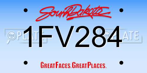 1FV284 South Dakota License Plate