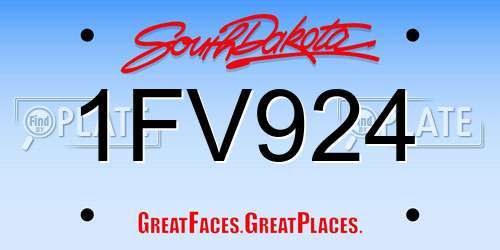 1FV924 South Dakota License Plate