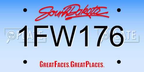 1FW176 South Dakota License Plate