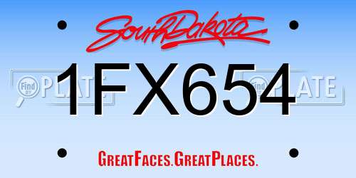 1FX654 South Dakota License Plate