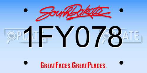 1FY078 South Dakota License Plate