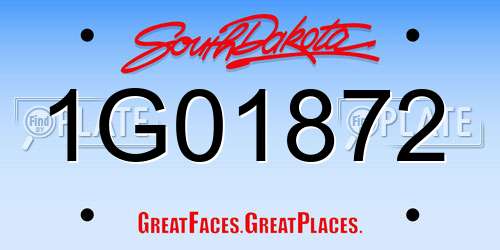 1G01872 South Dakota License Plate