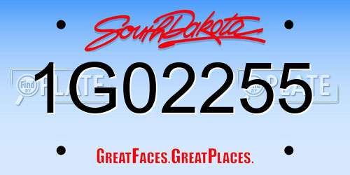 1G02255 South Dakota License Plate
