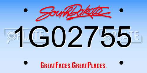 1G02755 South Dakota License Plate
