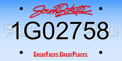 1G02758 South Dakota License Plate