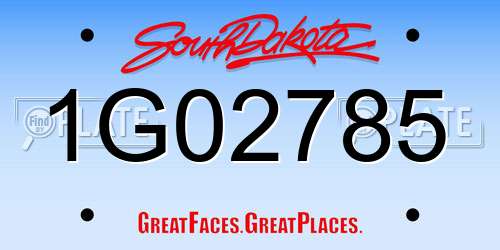 1G02785 South Dakota License Plate