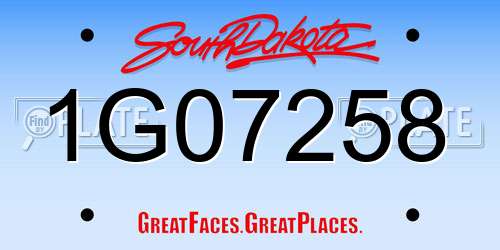 1G07258 South Dakota License Plate
