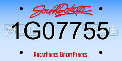 1G07755 South Dakota License Plate