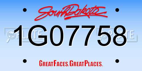 1G07758 South Dakota License Plate