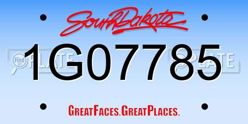 1G07785 South Dakota License Plate